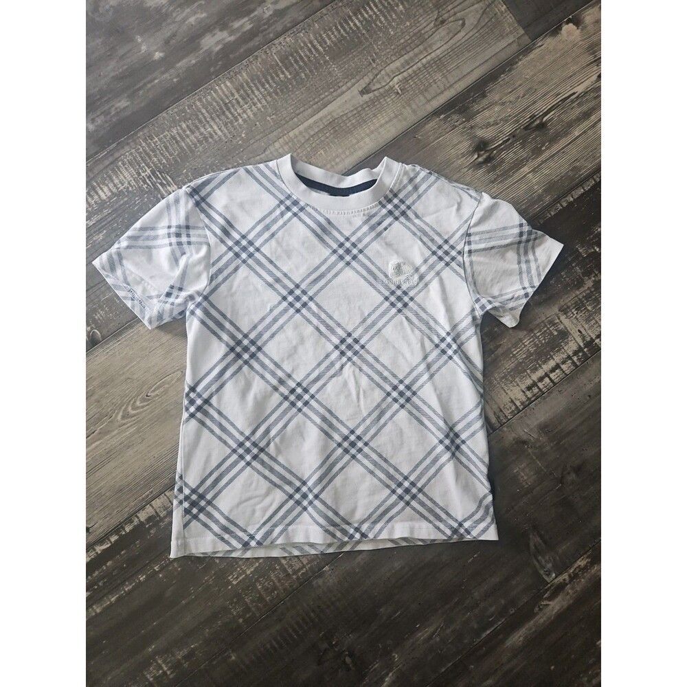 Burberry? Vintage Grey Checked Stripe Tshirt Boys Size Small